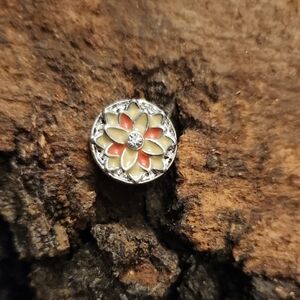 5/$15 Silver and Orange Floral 12mm Ginger Snap Mini